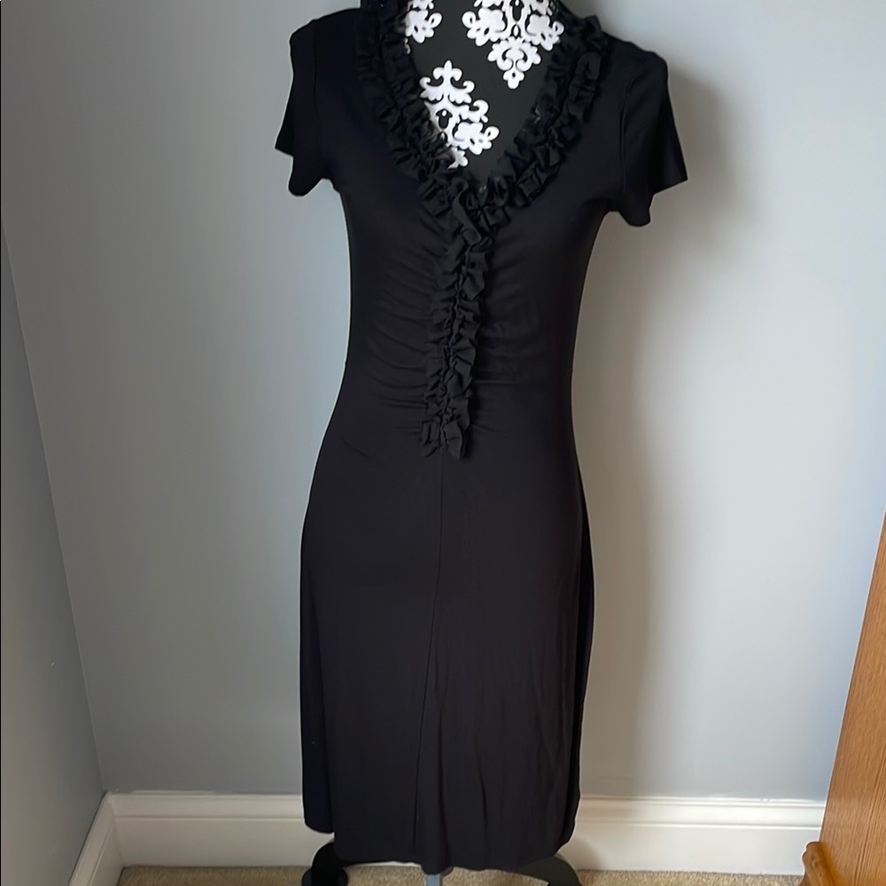 Black Knit Ruffle Dress